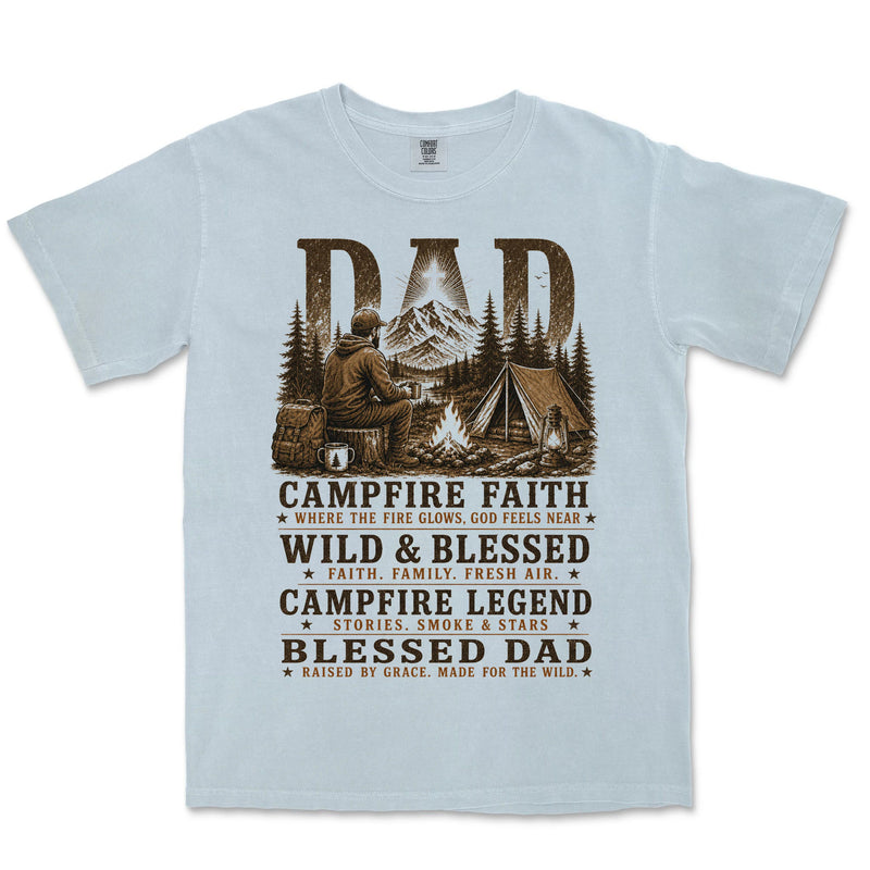 Campfire Faith Blessed Dad | Chambray front
