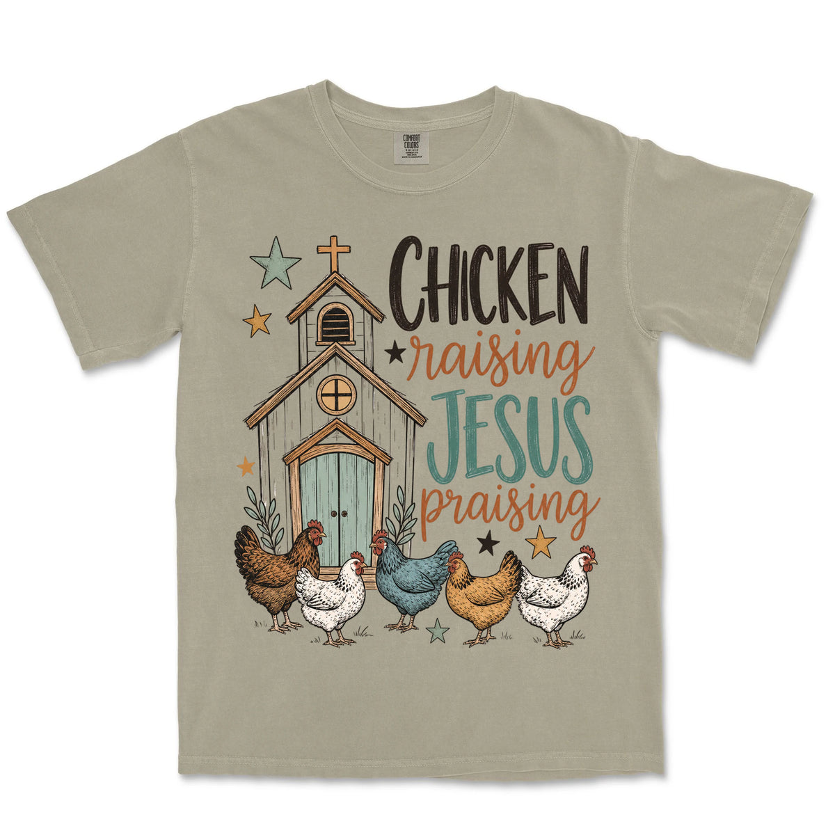 Chicken Raising Jesus Praising | Sandstone front