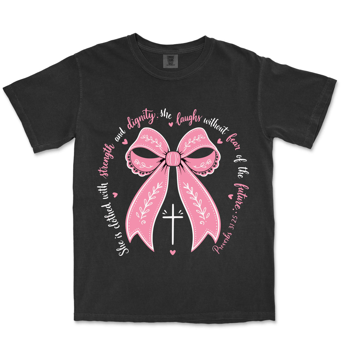Clothed With Strength Bow | Black front