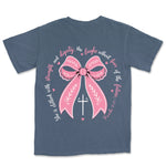 Clothed With Strength Bow | Denim back