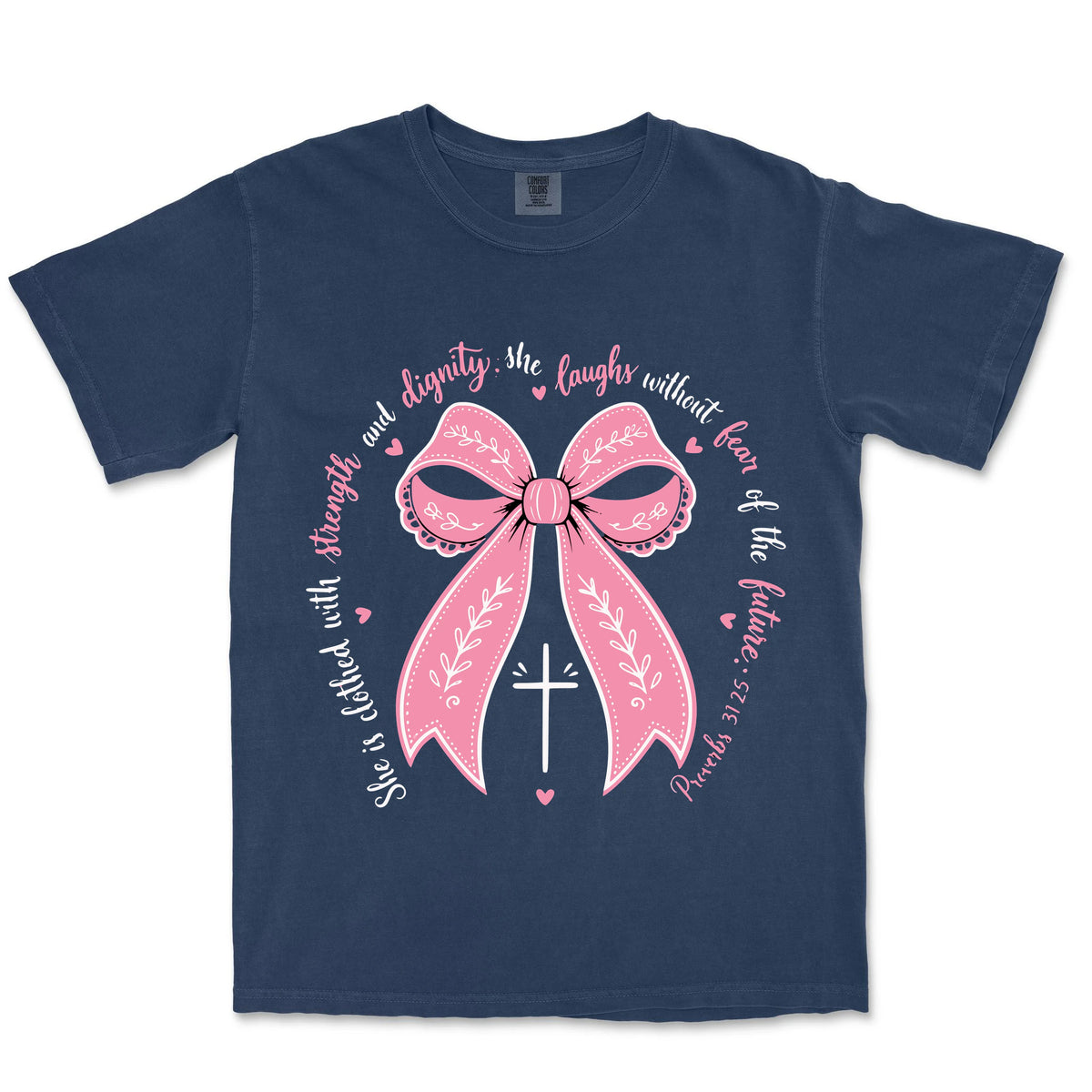 Clothed With Strength Bow | Navy front