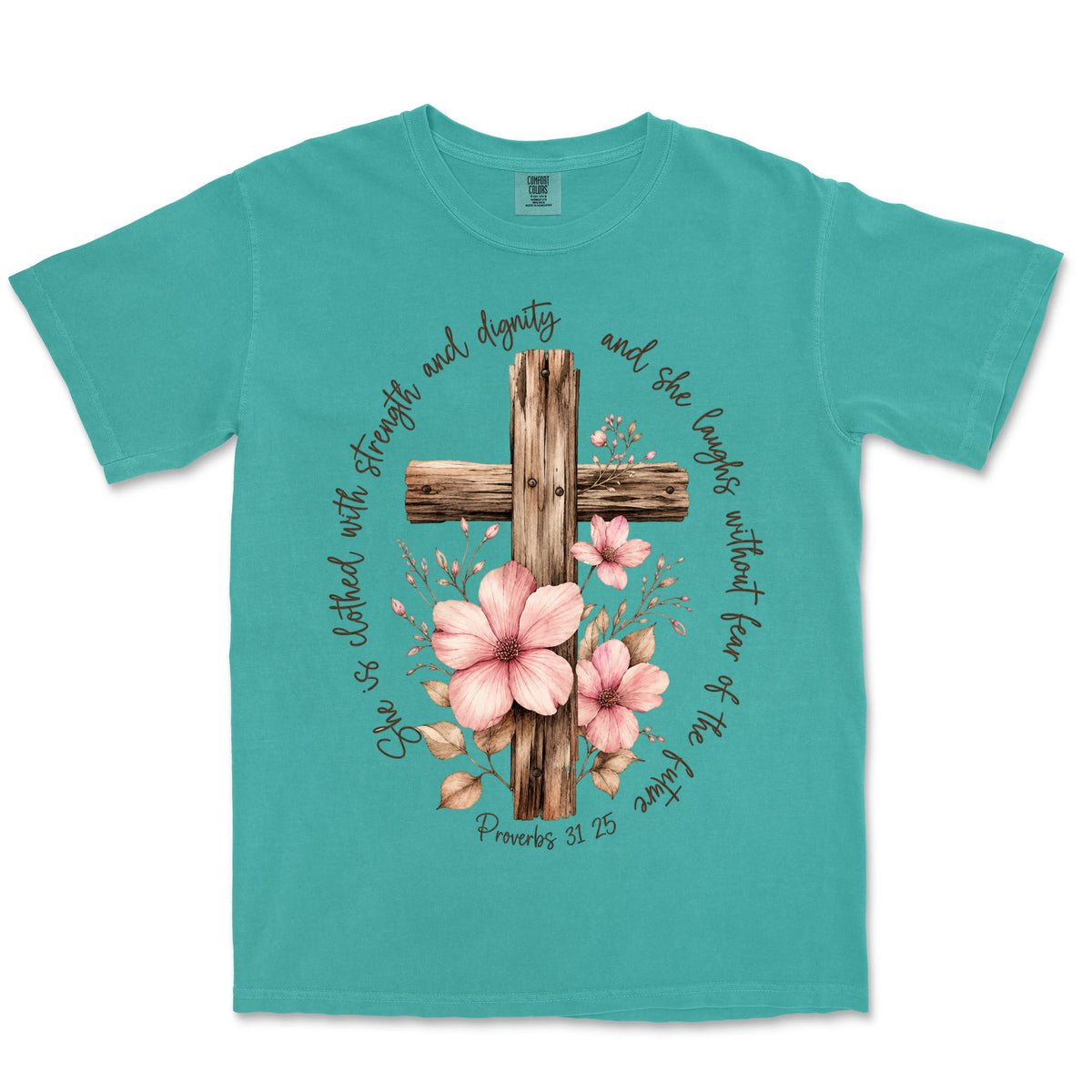 Strength And Dignity Cross | Sea Foam front