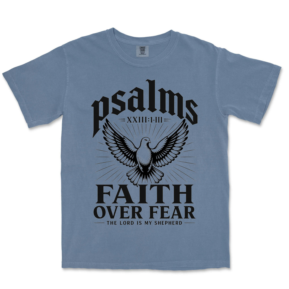 Faith Over Fear Dove | Blue Jean front