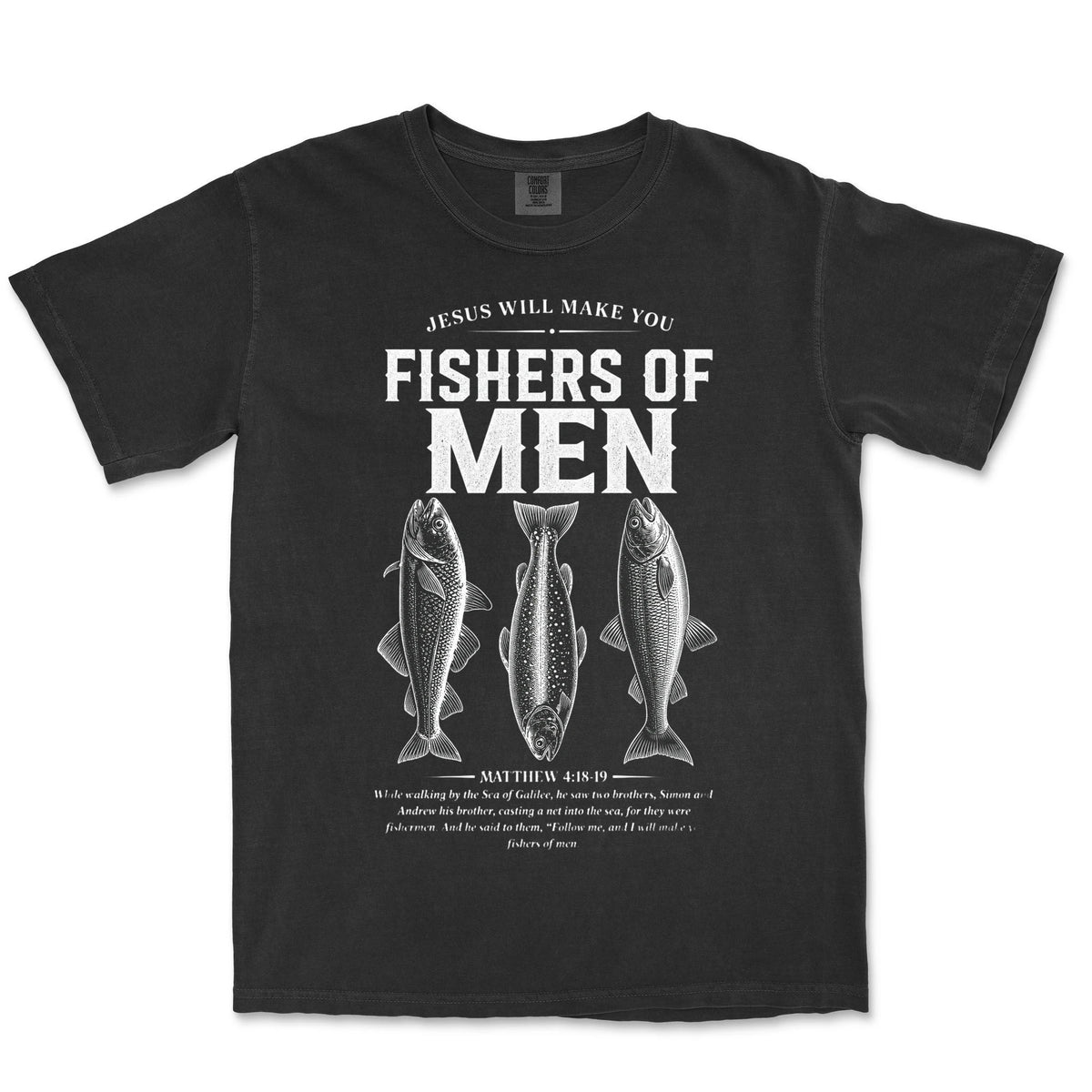 Fishers Of Men Three Fish | Black front