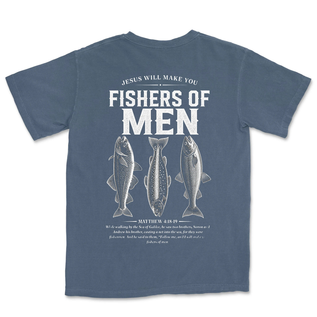 Fishers Of Men Three Fish | Denim back