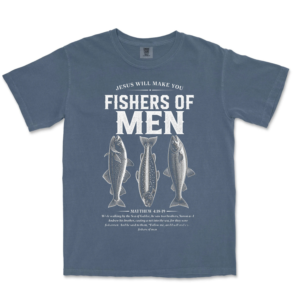 Fishers Of Men Three Fish | Denim front