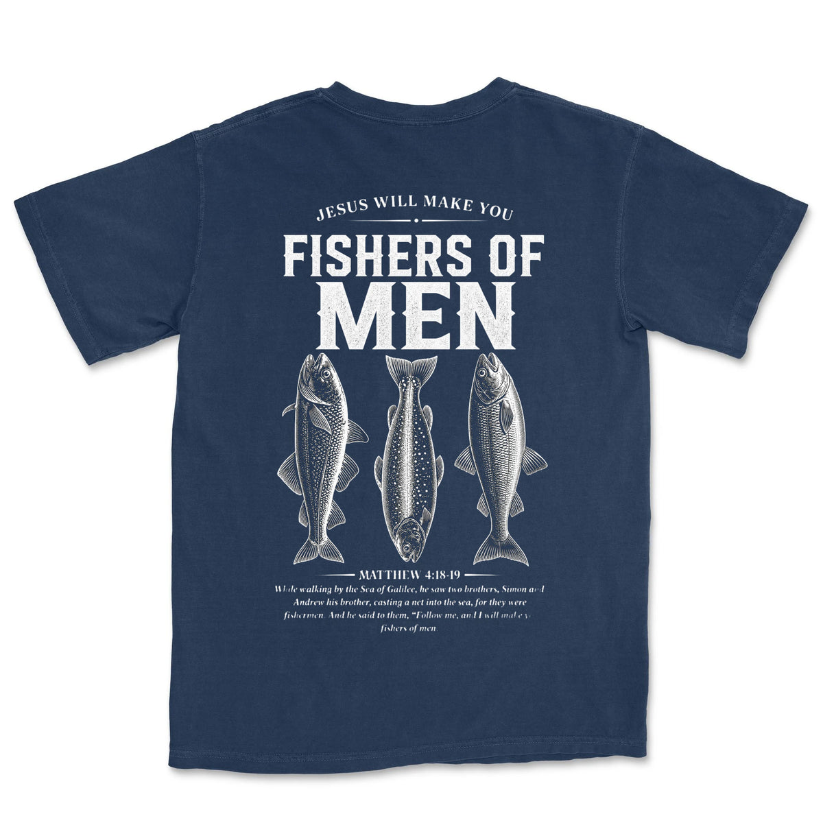 Fishers Of Men Three Fish | Navy back