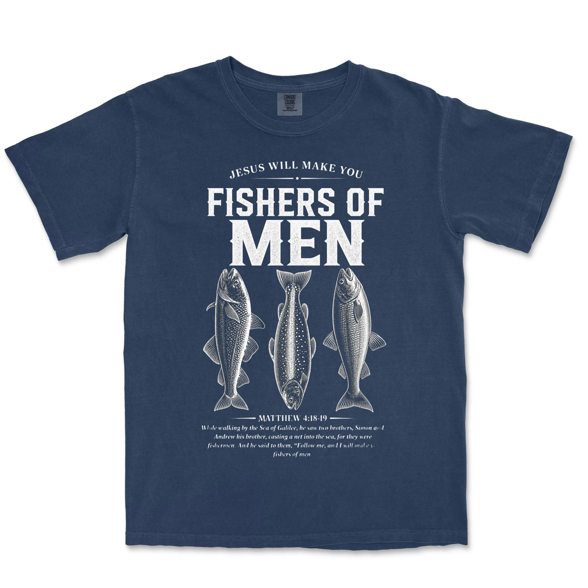Fishers Of Men Three Fish | Navy front