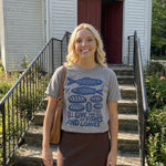 All My Fishes And Loaves worn by a model | Grey model front