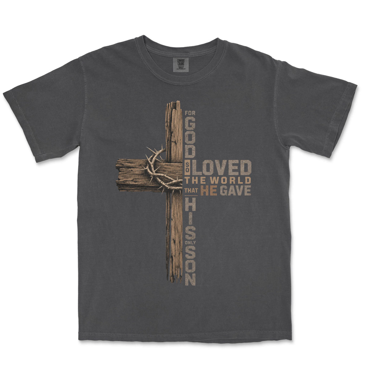 For God So Loved The World Cross | Graphite front