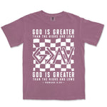 God Is Greater Checkered | Berry front