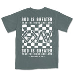 God Is Greater Checkered | Blue Spruce back