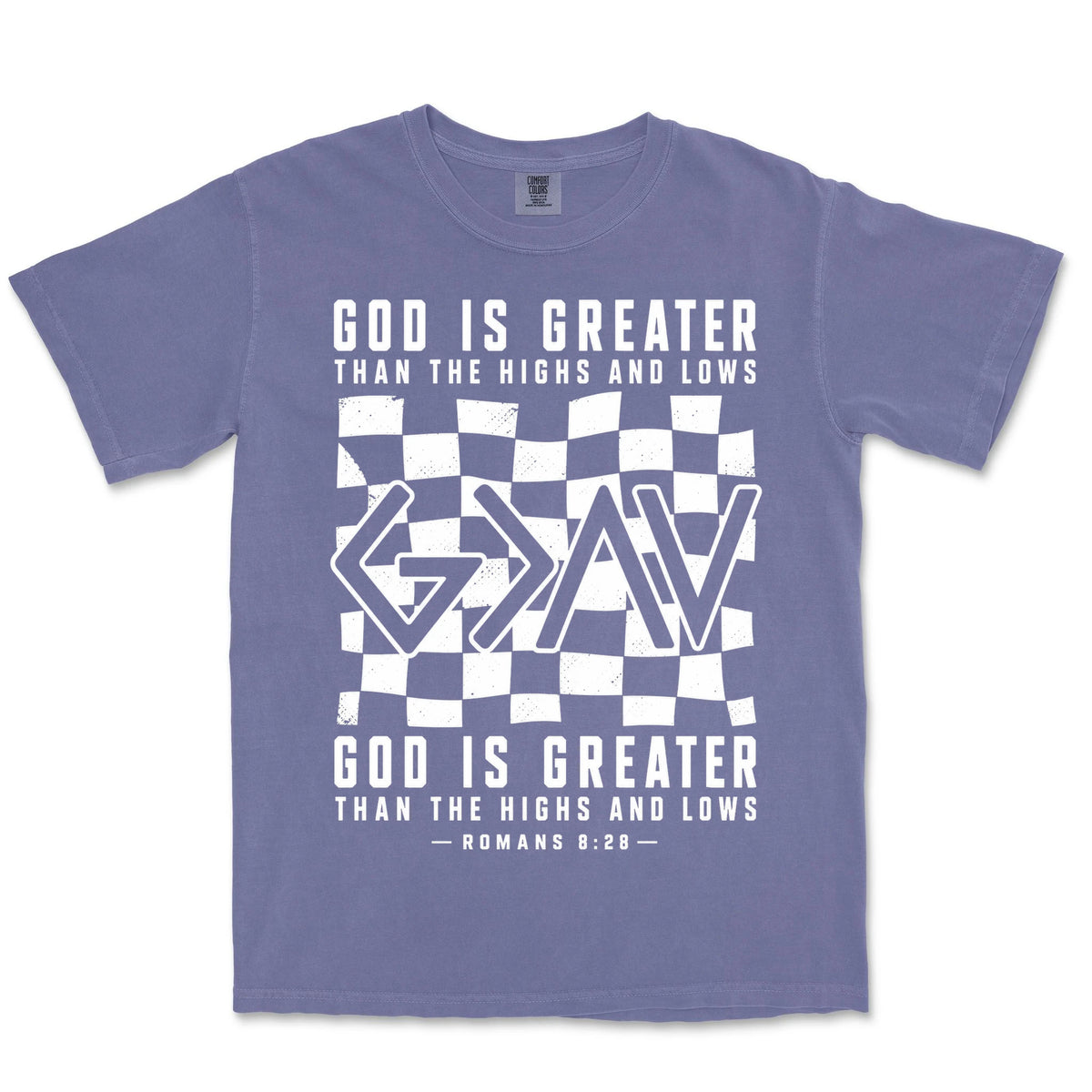 God Is Greater Checkered | Grape front