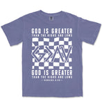 God Is Greater Checkered | Grape front