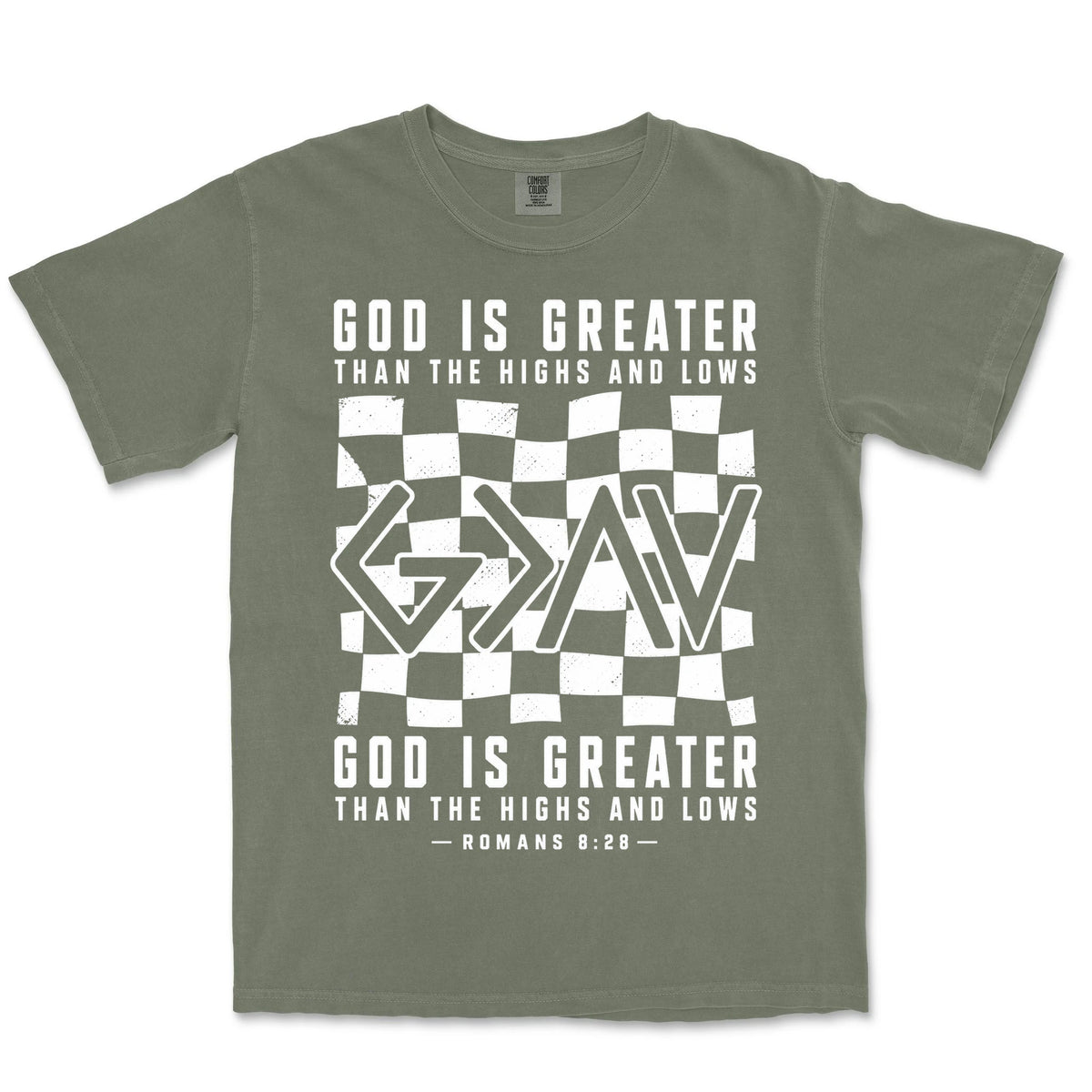 God Is Greater Checkered | Moss front