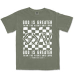 God Is Greater Checkered | Moss front