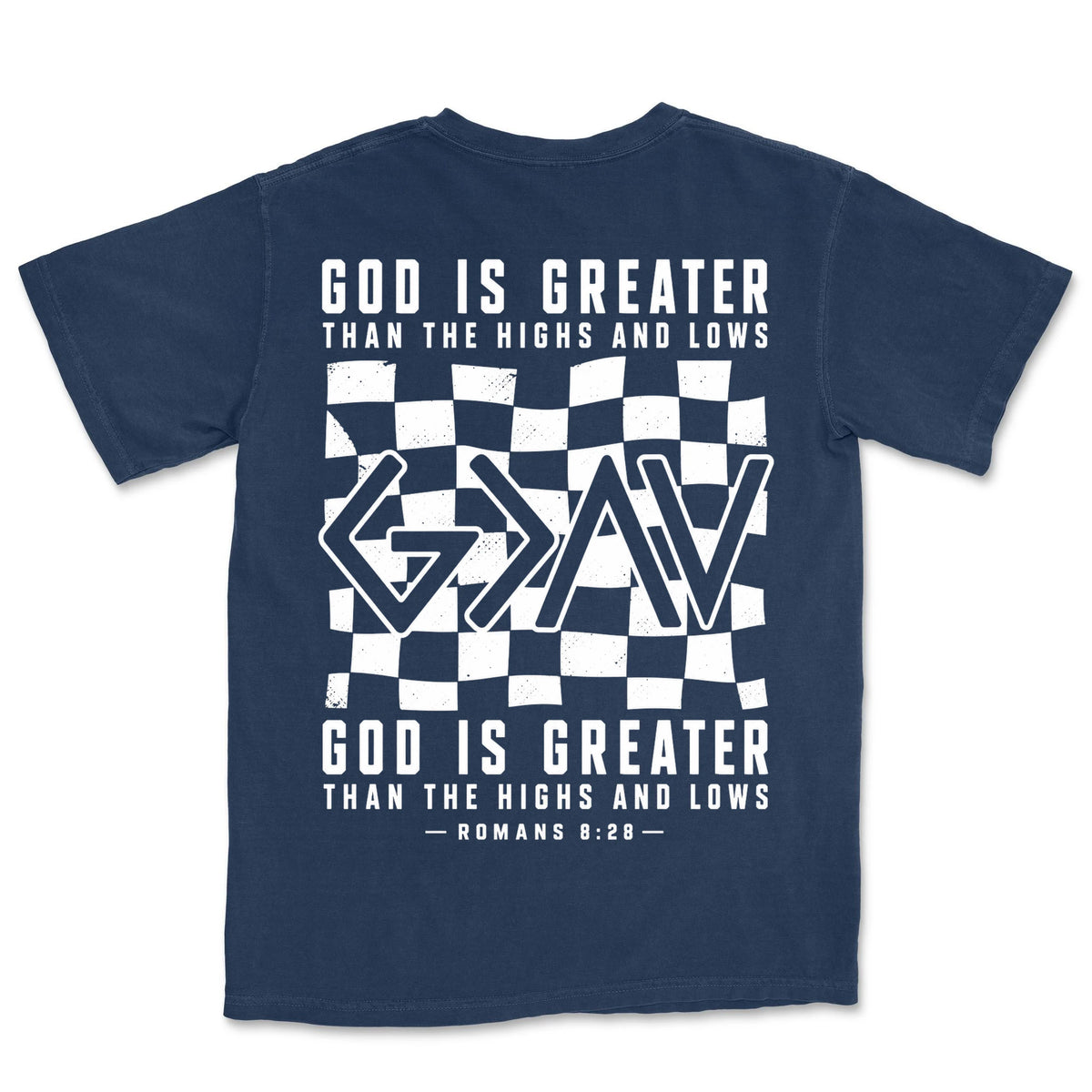 God Is Greater Checkered | Navy back
