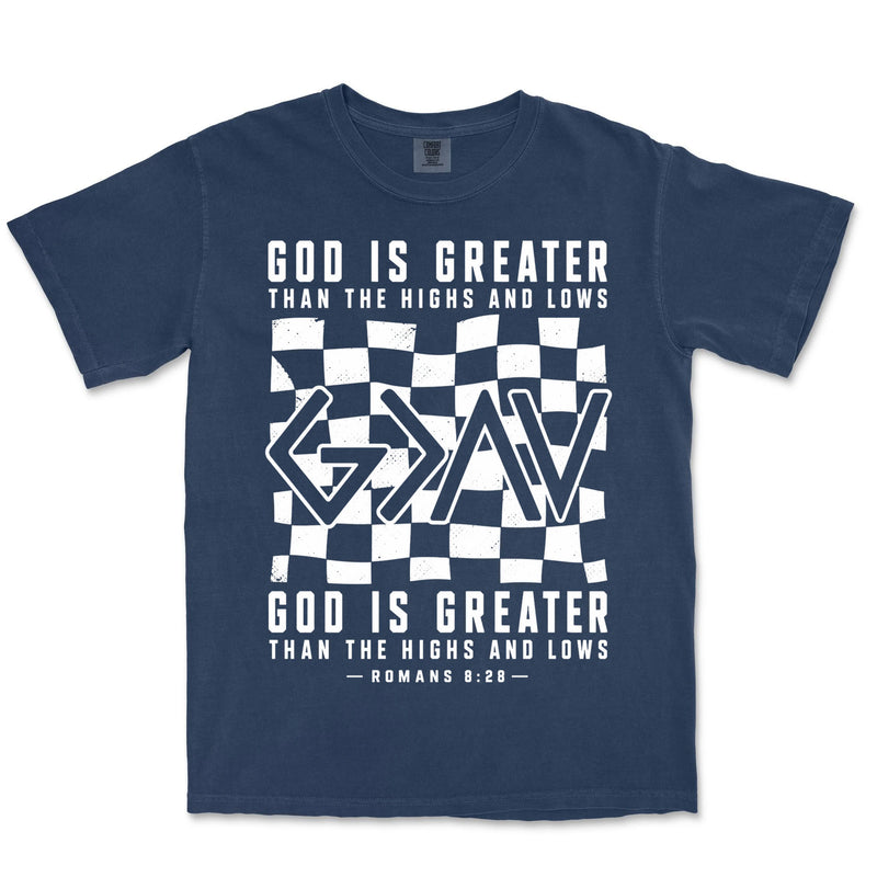 God Is Greater Checkered | Navy front