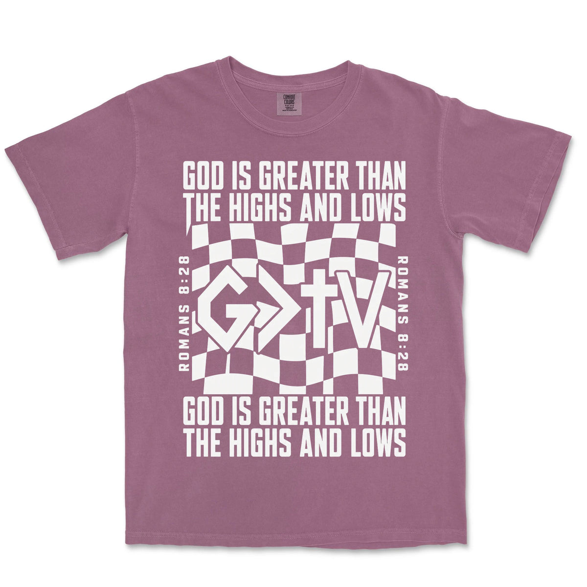 God Is Greater Cross Flag | Berry front