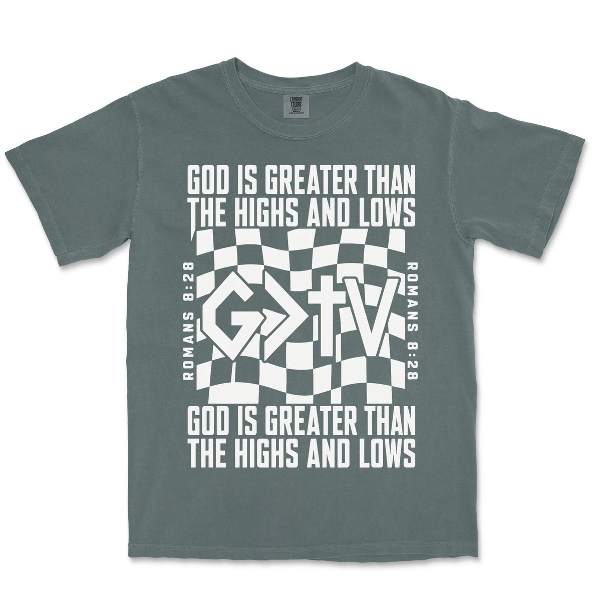 God Is Greater Cross Flag | Blue Spruce front