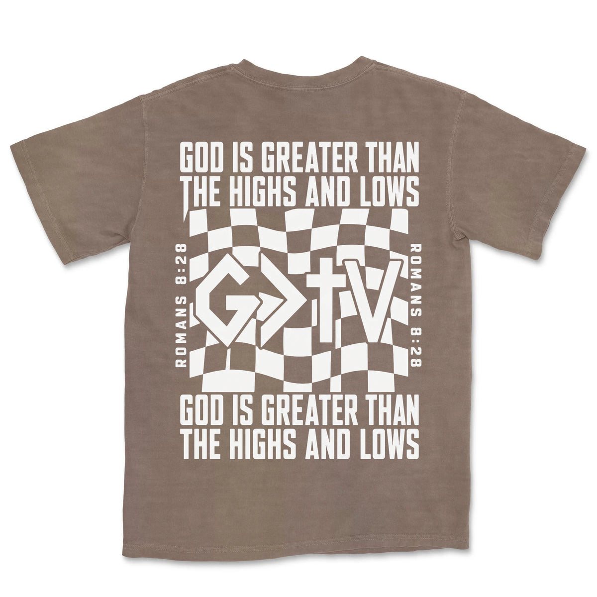 God Is Greater Cross Flag | Espresso back