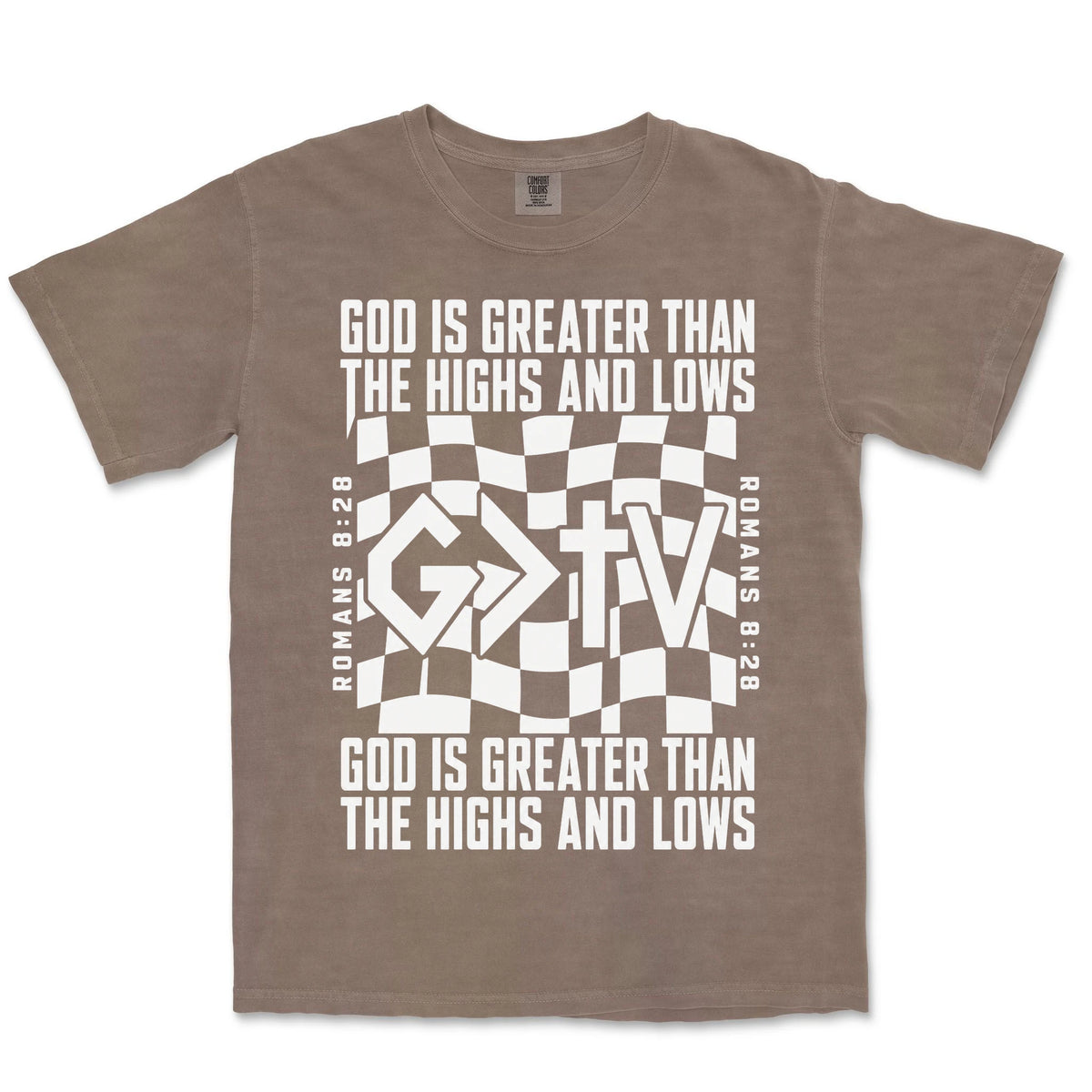 God Is Greater Cross Flag | Espresso front