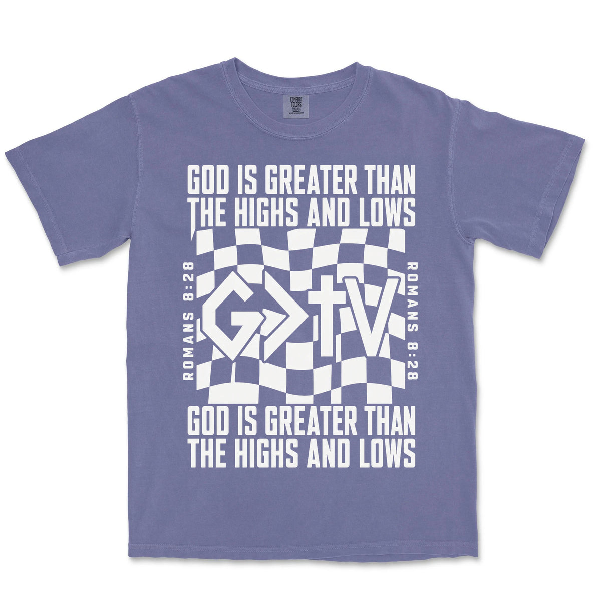 God Is Greater Cross Flag | Grape front