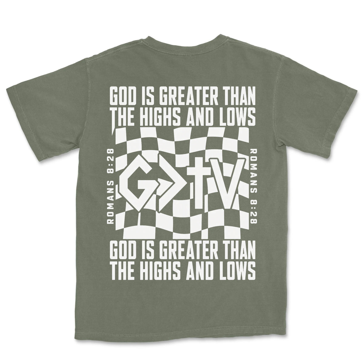 God Is Greater Cross Flag | Moss back