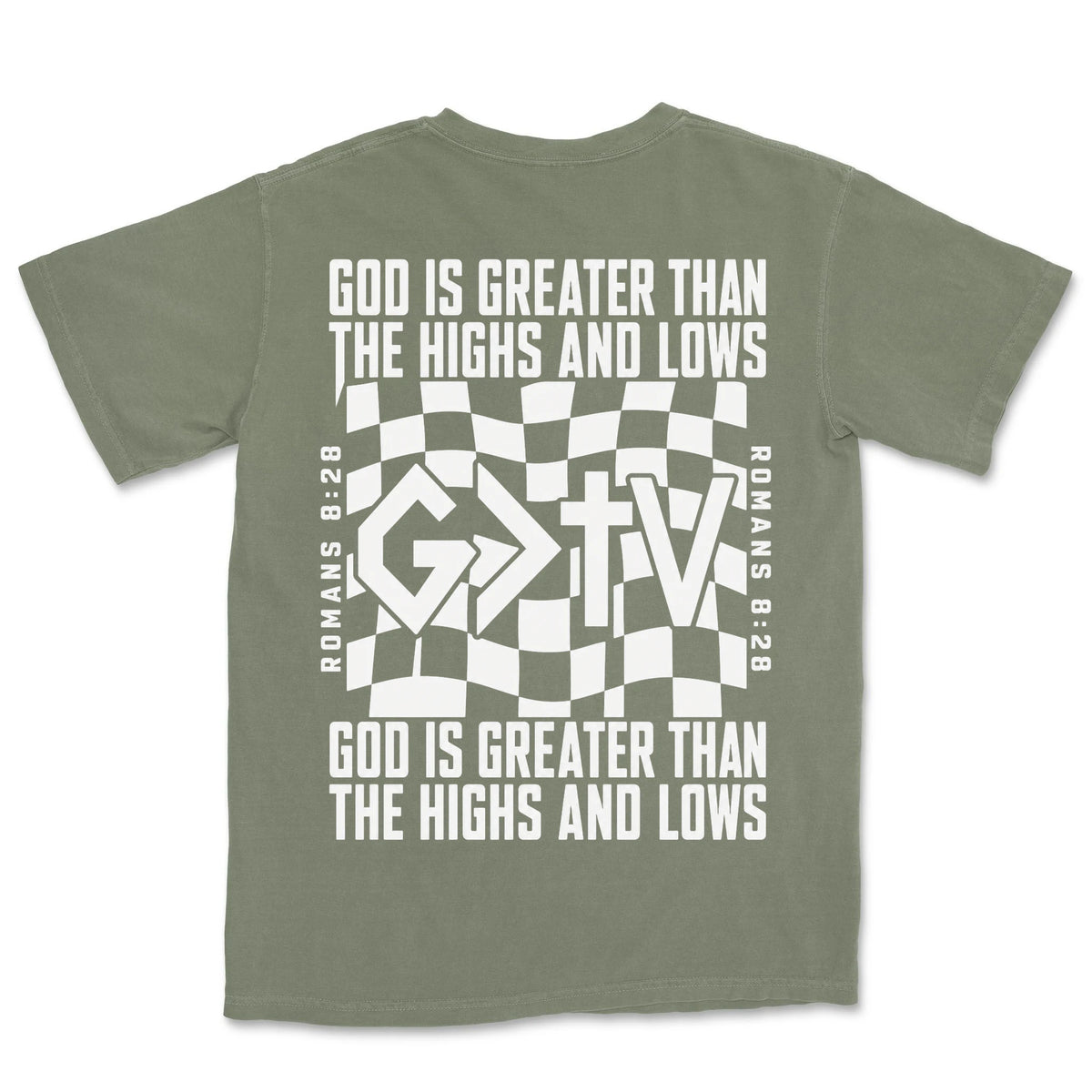 God Is Greater Cross Flag | Sage back