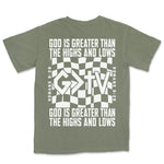 God Is Greater Cross Flag | Sage back