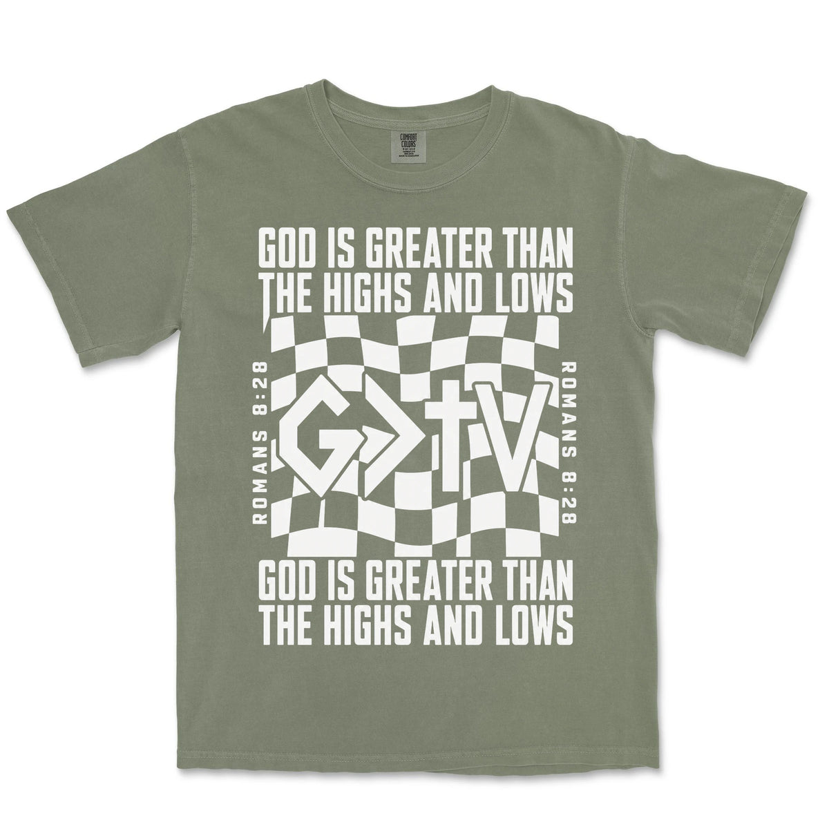 God Is Greater Cross Flag | Sage front