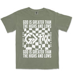 God Is Greater Cross Flag | Sage front