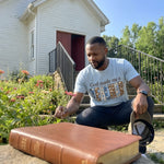 God Made Me A Teacher worn by a model | Chambray model front