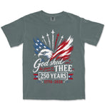 God Shed His Grace On Thee Eagle Flag Tee | Blue Spruce front