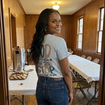 Stop Stealing The Pen worn by a model | Chambray model back