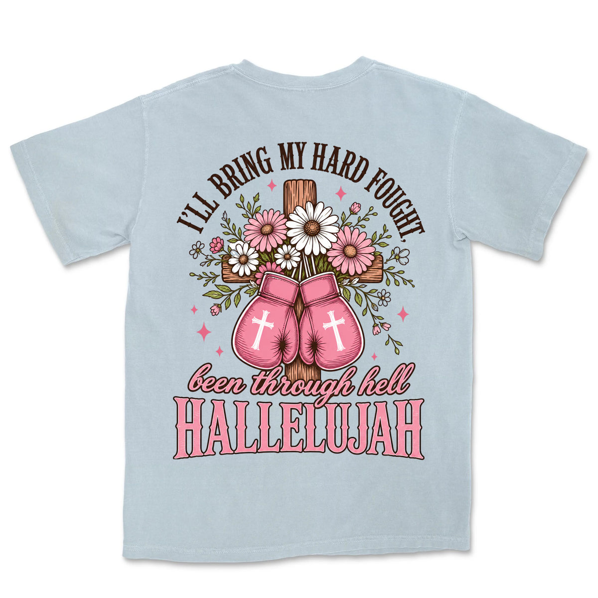 Hard Fought Pink Gloves | Chambray back