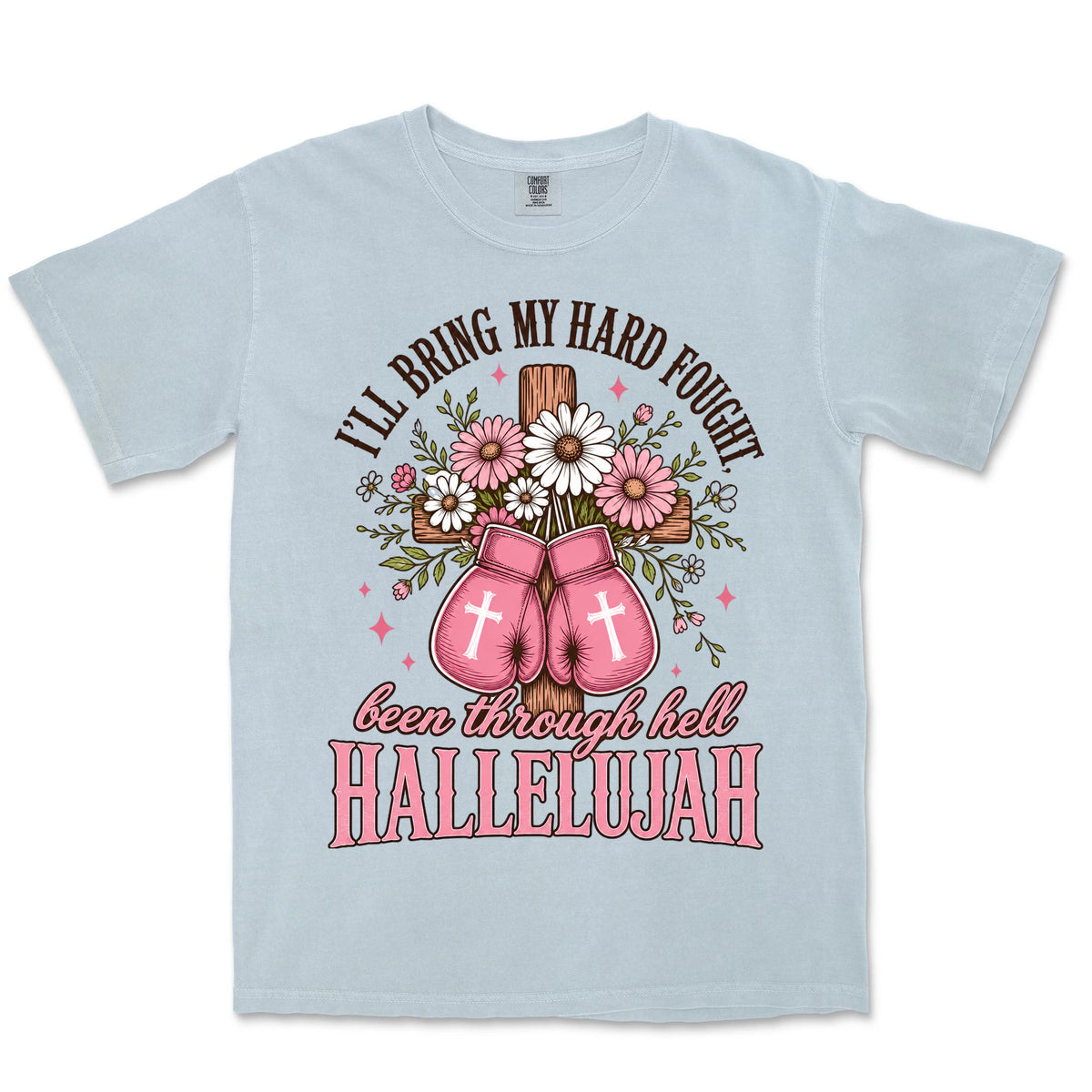 Hard Fought Pink Gloves | Chambray front