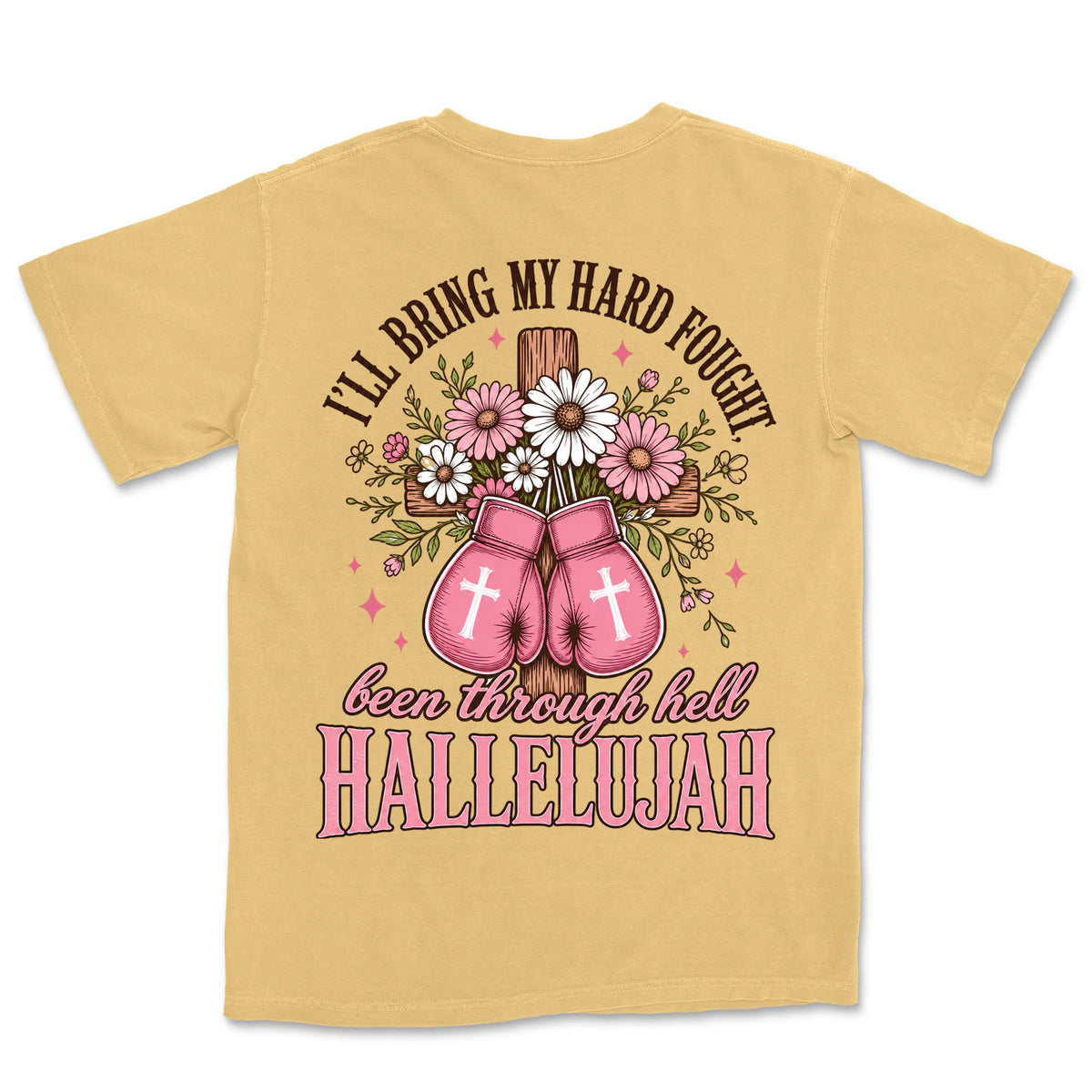 Hard Fought Pink Gloves | Mustard back
