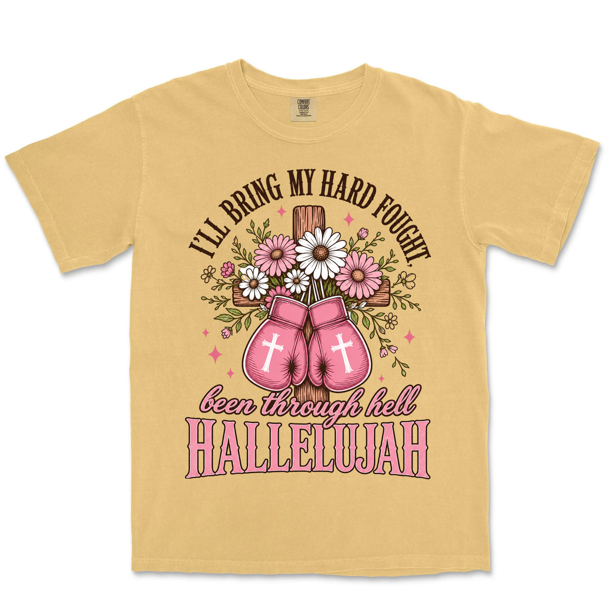 Hard Fought Pink Gloves | Mustard front