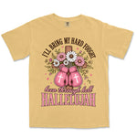 Hard Fought Pink Gloves | Mustard front