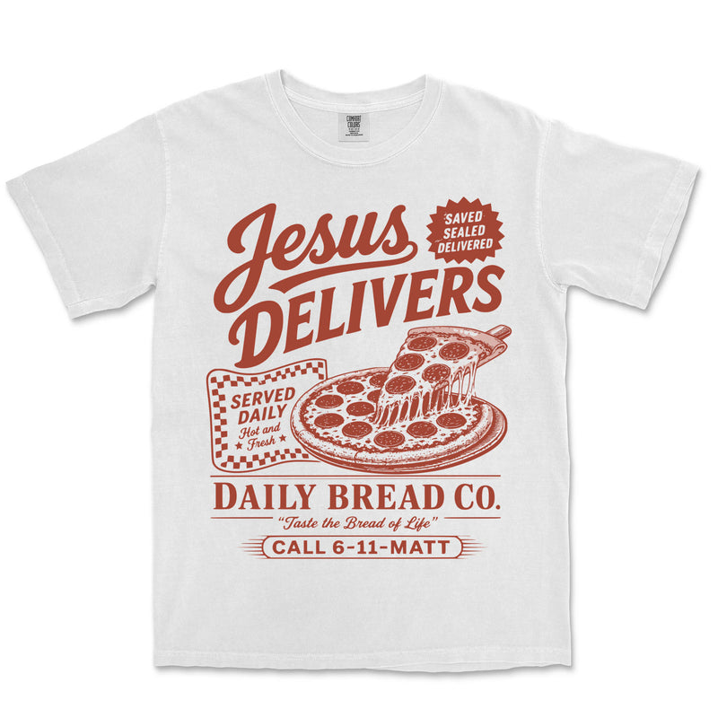 Jesus Delivers Daily Bread | White front