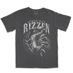 Jesus Has Rizzen Crest Tee | Graphite front