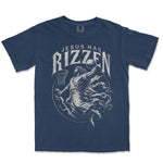 Jesus Has Rizzen Crest Tee | Navy front