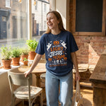 Jesus Is My Boo worn by a model | Navy model front