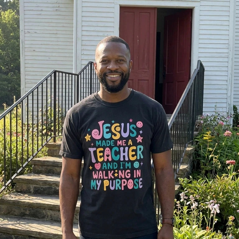 Teacher Purpose Groovy worn by a model | Black model front
