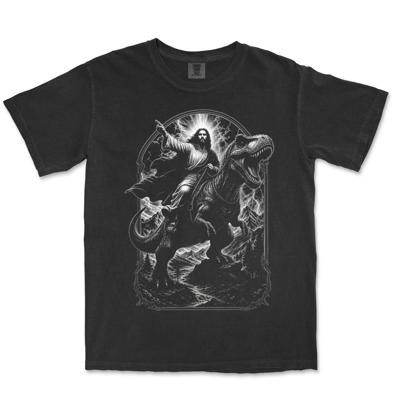 Jesus Riding A T-Rex | Black front