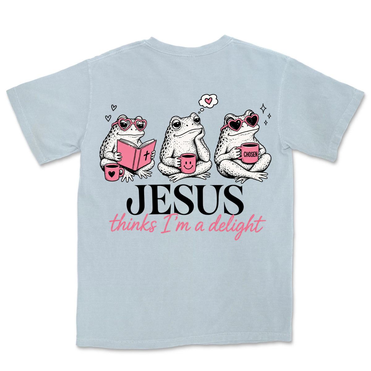 Jesus Thinks I'm A Delight Frogs | Chambray back