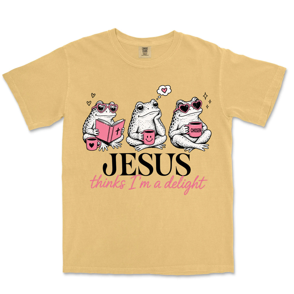 Jesus Thinks I'm A Delight Frogs | Mustard front