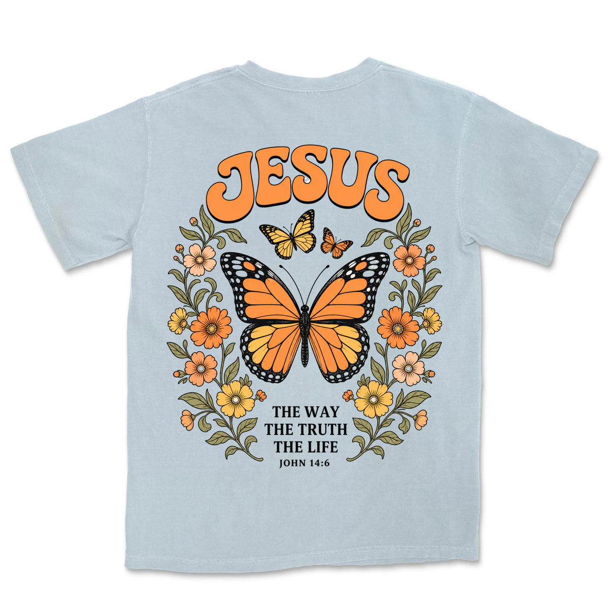 Jesus Monarch Butterfly | Chambray back