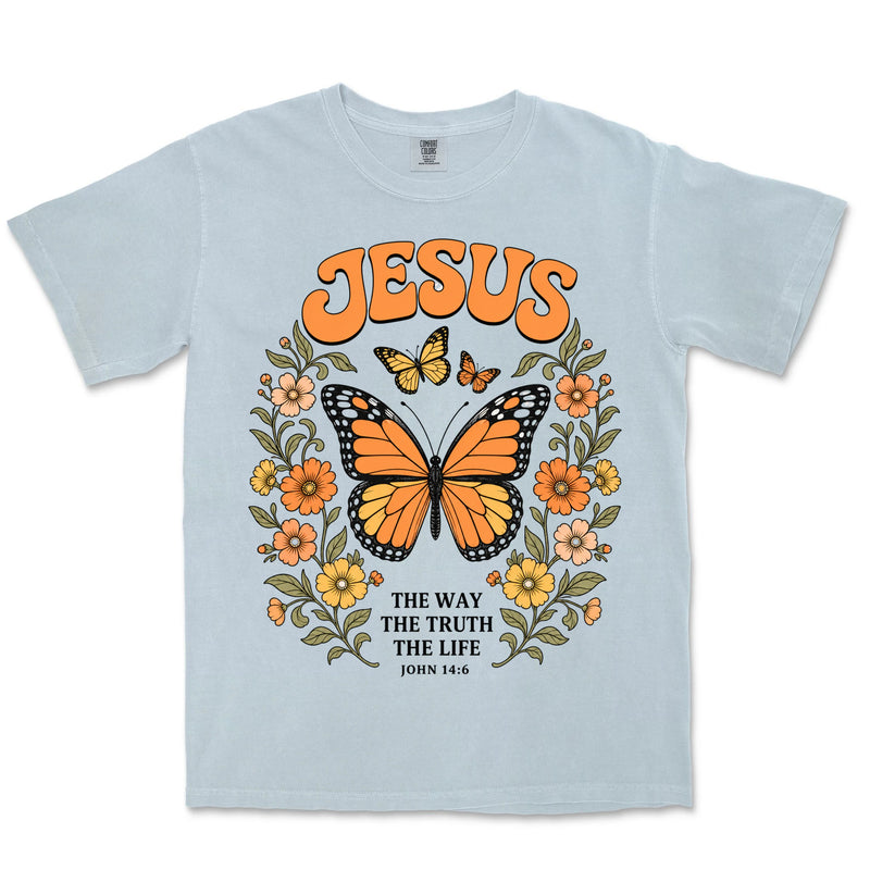 Jesus Monarch Butterfly | Chambray front